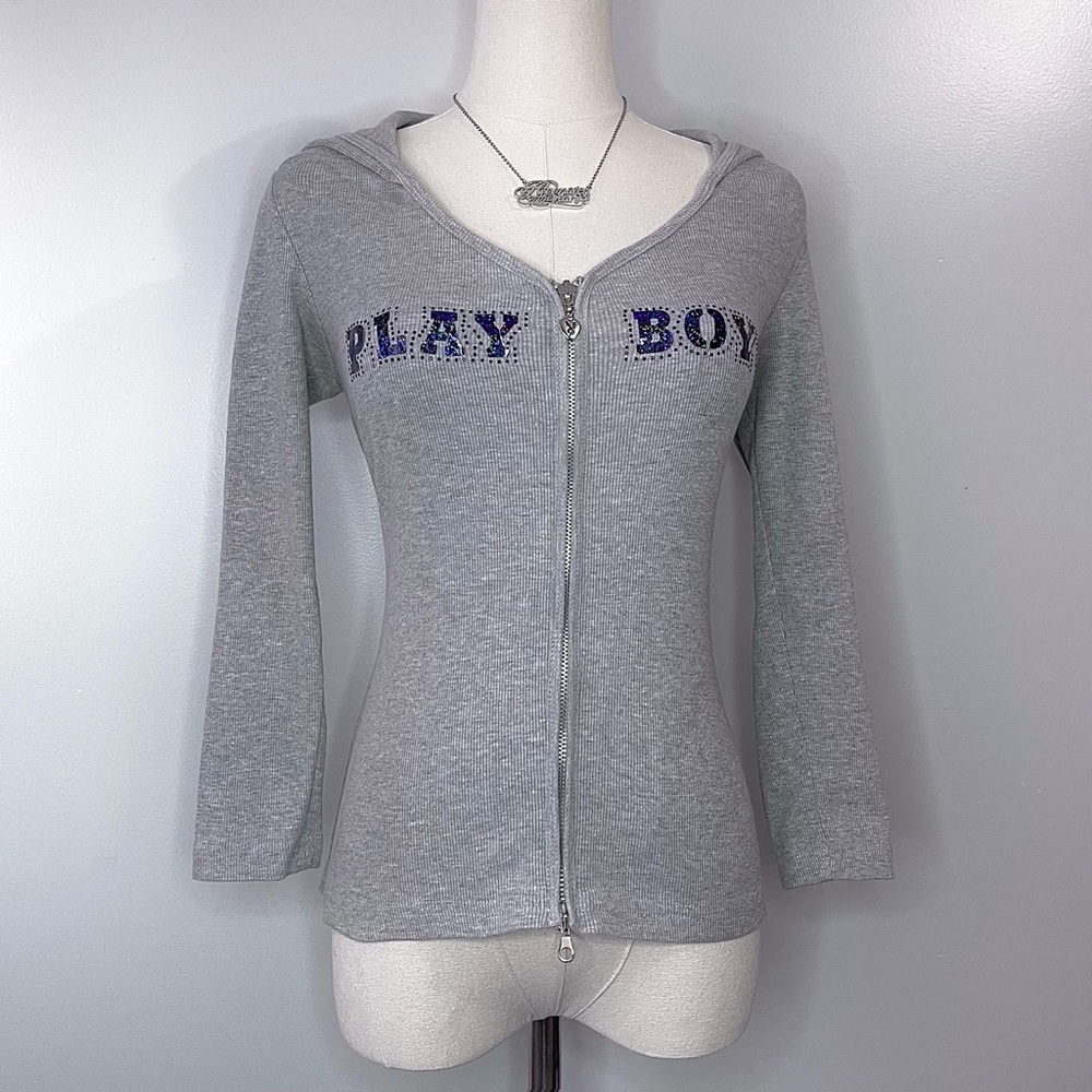 Playboy Hooded Zip Up Top